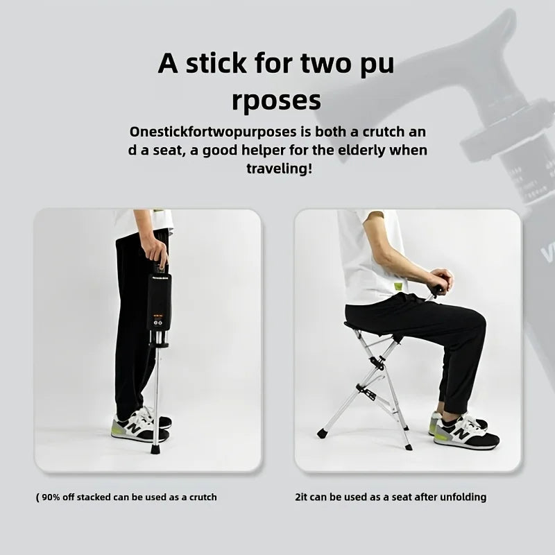 💥Folding stool with crutches💥BEST GIFT FOR ELDERLY PEOPLE