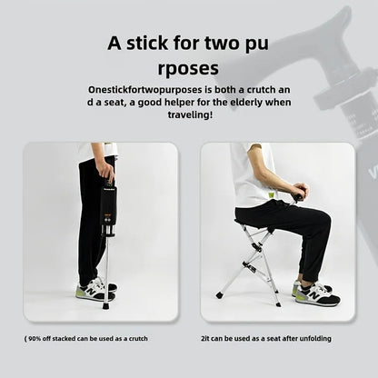 💥Folding stool with crutches💥BEST GIFT FOR ELDERLY PEOPLE