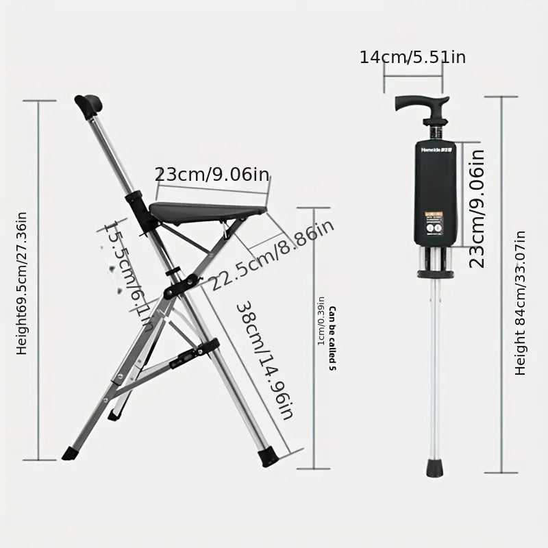 💥Folding stool with crutches💥BEST GIFT FOR ELDERLY PEOPLE