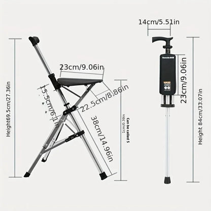 💥Folding stool with crutches💥BEST GIFT FOR ELDERLY PEOPLE