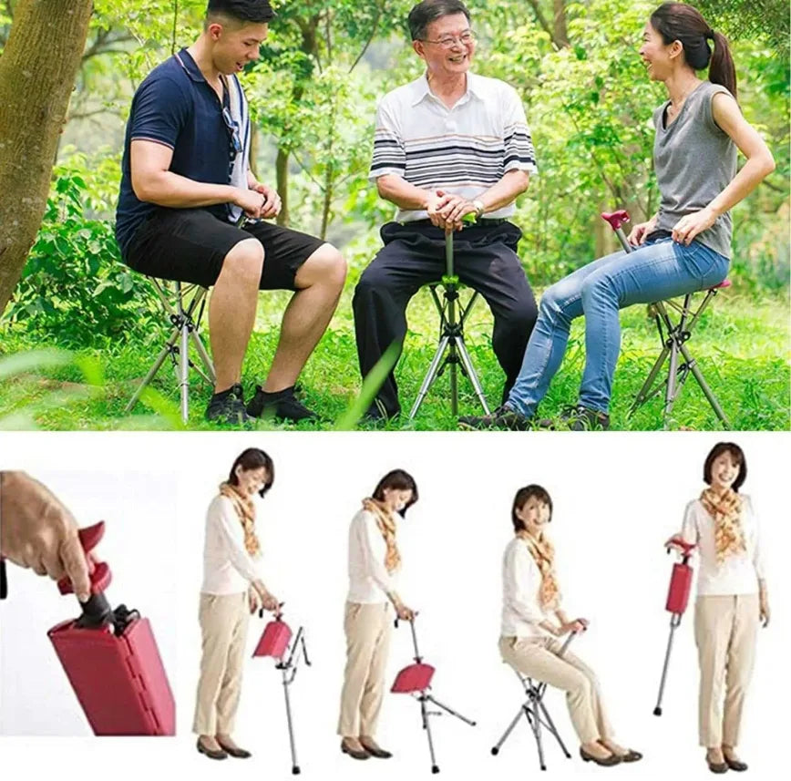 💥Folding stool with crutches💥BEST GIFT FOR ELDERLY PEOPLE