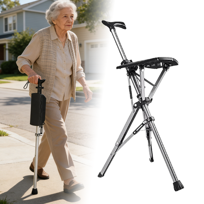 💥Folding stool with crutches💥BEST GIFT FOR ELDERLY PEOPLE